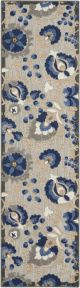 Aloha ALH17 Natural/Blue Outdoor Rug, 2'3" x 10' 