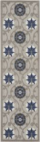 Aloha ALH19 Grey/Blue Outdoor Rug, 2'3" x 10' 