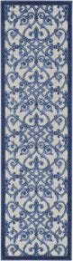 Aloha ALH21 Grey/Blue Outdoor Rug, 2'3" x 10' 