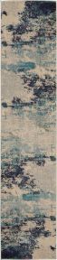 Celestial CES02 Ivory/Teal Blue Rug, 2'2" x 10'