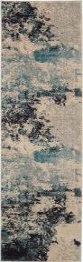 Celestial CES02 Ivory/Teal Blue Rug, 2' x 6'