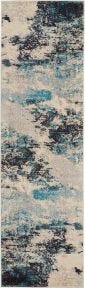 Celestial CES02 Ivory/Teal Blue Rug, 2'2" x 7'6"