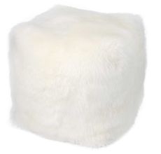 FUR FL100 WHITE 16" x 16" x 17" POUF