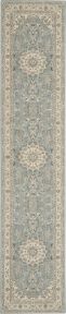 Living Treasures LI15 Aqua/Ivory Rug, 2'6" x 12'