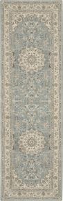 Living Treasures LI15 Aqua/Ivory Rug, 2'6" x 8'