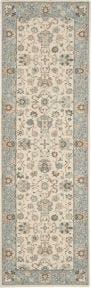 Living Treasures LI16 Ivory/Aqua Rug, 2'6" x 8'