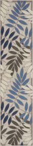 Aloha ALH18 Grey/Blue Outdoor Rug, 2'3" x 10' 