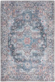 Nicole Curtis Series 1 SR101 Light Blue Multi Washable Rug