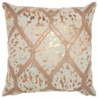 NATURAL LEATHER HIDE PN887 ROSE GOLD 18" x 18" THROW PILLOW