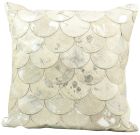 NATURAL LEATHER HIDE S1203 WHITE/SILVER 20" x 20" THROW PILLOW