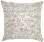 NATURAL LEATHER HIDE S2186 WHITE/SILVER 20" x 20" THROW PILLOW