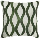 NATURAL LEATHER HIDE S2212 GREEN/GREY 20" x 20" THROW PILLOW