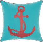 OUTDOOR PILLOWS L0391 TURQUOISE/CORAL 18" x 18" THROW PILLOW