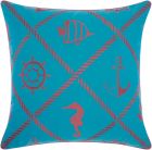 OUTDOOR PILLOWS L1504 TURQUOISE/CORAL 20" x 20" THROW PILLOW