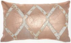 NATURAL LEATHER HIDE PN887 ROSE GOLD 12" x 20" THROW PILLOW