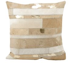NATURAL LEATHER HIDE S1160 BEIGE 20" x 20" THROW PILLOW