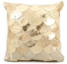 NATURAL LEATHER HIDE S1203 BEIGE GOLD 20" x 20" THROW PILLOW