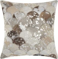 NATURAL LEATHER HIDE S1203 SILVER GREY 20" x 20" THROW PILLOW