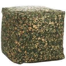 NATURAL LEATHER HIDE S2186 GREEN COPPER 16" x 16" x 16" POUF