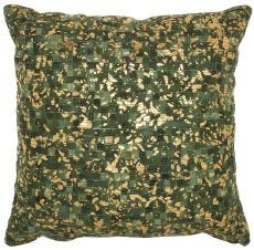 NATURAL LEATHER HIDE S2186 GREEN COPPER 20" x 20" THROW PILLOW