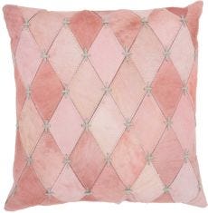 NATURAL LEATHER HIDE S4293 ROSE 20" x 20" THROW PILLOW