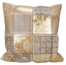 COUTURE NAT HIDE S6078 BEIGE/GOLD 20" x 20" THROW PILLOW